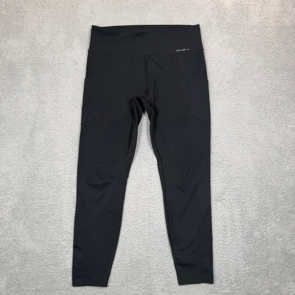 Eddie Bauer Womens Trail Tight Black High Rise Athletic Leggings Pockets Size L